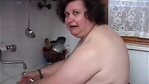 Old fat woman would not unlike a flannel